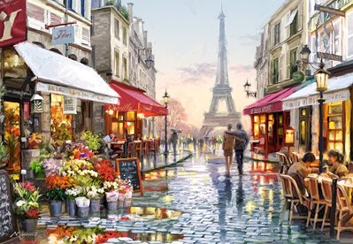 151288 迷你1500片歐洲拼圖 CAS 繪畫風景 法國 巴黎 艾斐爾鐵塔 花店 街道