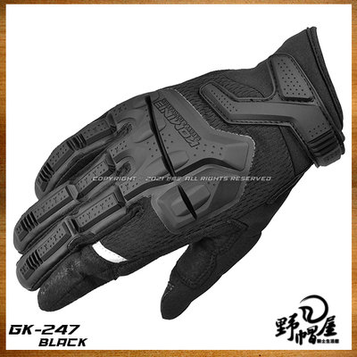 《野帽屋》KOMINE GK-247 短手套 越野 防摔 網布 護具 手指觸控 。黑