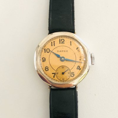 真品 925純銀 DATEX 瑞士製古典圓形手上鍊機械古董錶 女錶