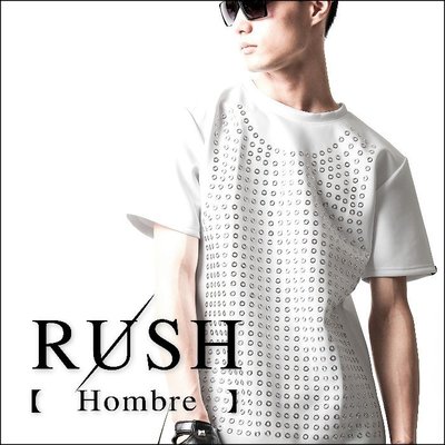 RUSH Hombre (曼谷空運 現貨) 設計師款銀環背心太空棉短袖長版上衣-白 (男女皆可) (原價780)