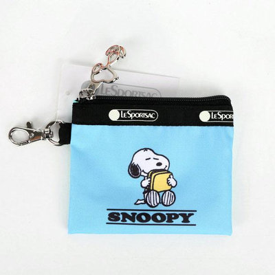 新款熱銷 LeSportsac x Snoopy 藍色史努比 掛勾 零錢包 收納包 鑰匙包 證件夾 工作證 降落傘防水 限量