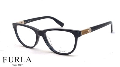 【本閣】FURLA VU4842 義大利精品光學眼鏡圓膠框 男女黑色 與Tiffany同型 彈簧鏡腳仿皮紋