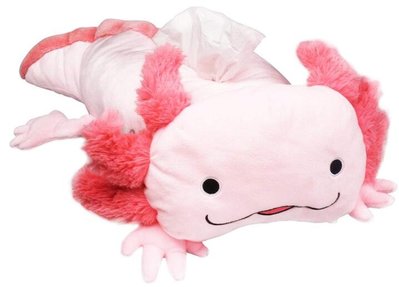 11649c 日本進口 好品質 限量品 可愛動物 粉色六角恐龍蠑螈娃娃魚面紙盒衛生紙盒絨毛絨娃娃玩偶擺件裝飾品禮品