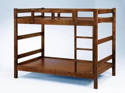 【萊夫家居】SN-323-2：3.5尺淺胡桃色雙層床【台中家具】上下舖 宿舍床 學生床 兒童床 松木實木床 台灣製造