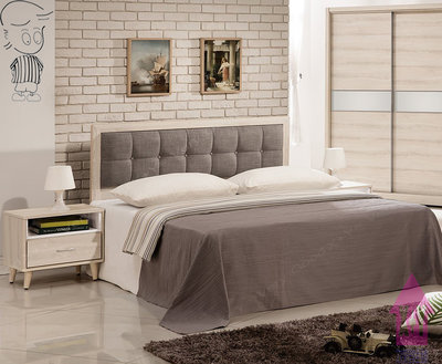 【X+Y時尚精品傢俱】現代雙人床組系列-艾瑪 橡木白5尺布面雙人床頭片.不含床架及床頭櫃.另有6尺.木心板材質.摩登家具