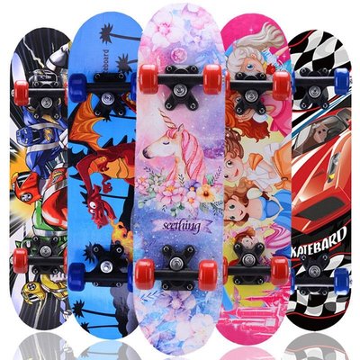 滑板兒童四輪楓木滑板青少年男女雙面卡通滑板車2406skateboard~特價