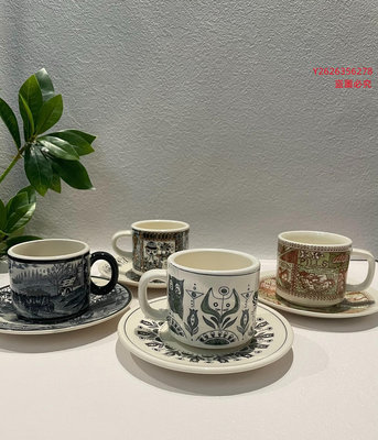 日本中古stoneware 厚胎咖啡杯 貓頭鷹 遠山 舊貨 古玩 老物件【二手】【破銅爛鐵】-1652