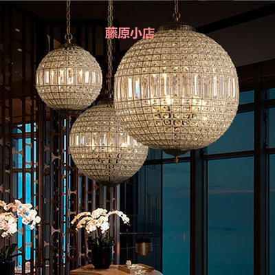 外貿出口高端美式水晶球吊燈法式復古臥室客廳餐廳酒店圓形單頭燈
