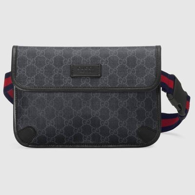 【代購】新品 Gucci GG Black belt bag 腰包 598113