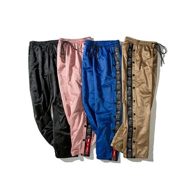 Cover Taiwan 官方直營 復古 古著 排扣 串標 休閒褲 運動褲 健身褲 黑色 金色 藍色 粉紅色 (預購)