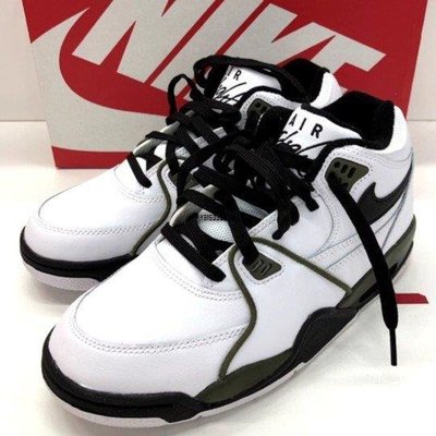 【正品】Nike Air Flight 89 籃球 白黑綠 復古 皮革 大尺碼 CJ5390-101潮鞋