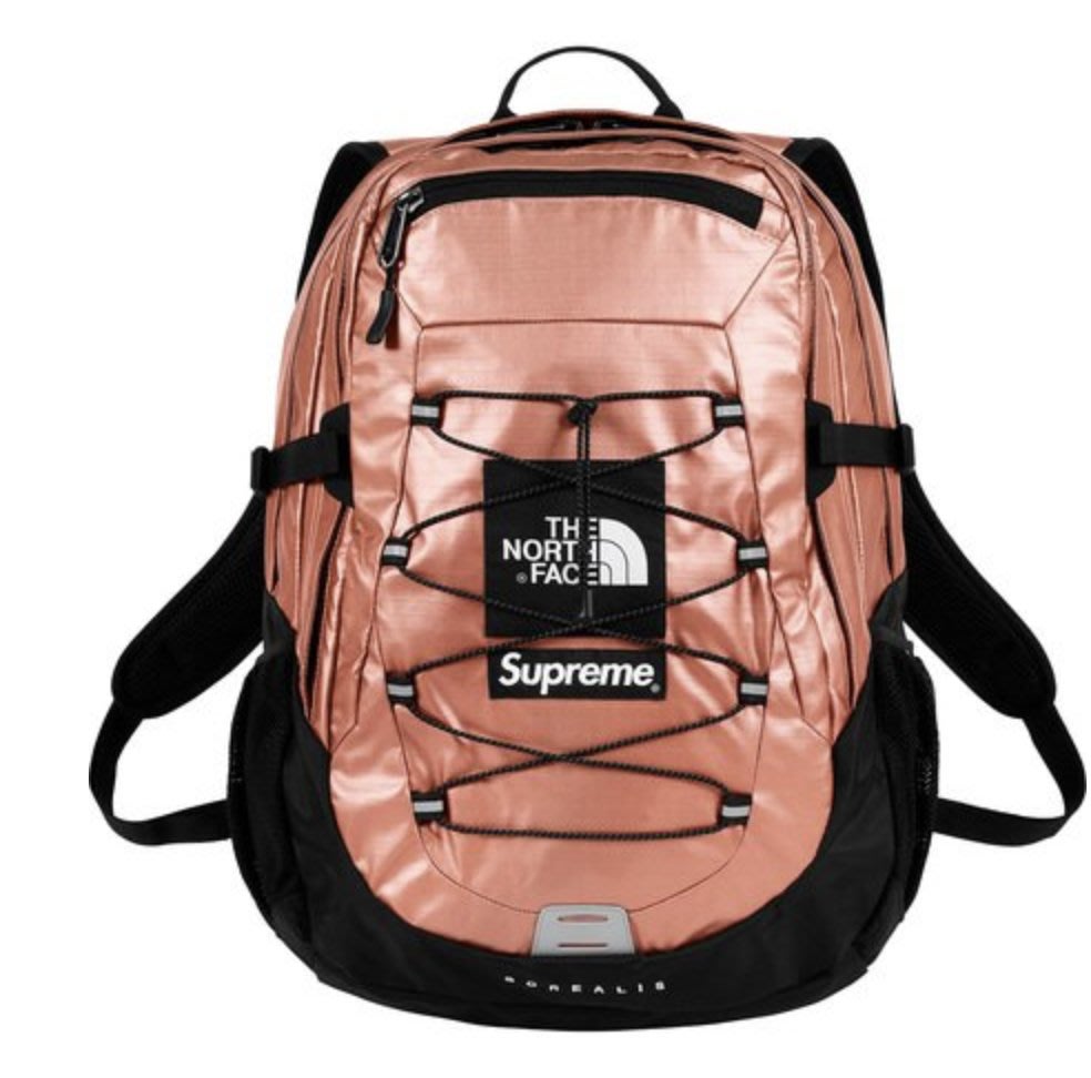 18SS Supreme x TNF Metallic Backpack 聯名金銀粉後背包書包筆電包