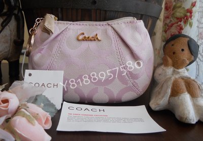 全新真品 Coach 42455 淺粉紅色大C織布悠遊卡證件零錢包