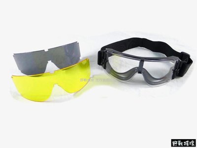 【野戰搖滾-生存遊戲】SWAT特警X800戰鬥風鏡、護目鏡- 套裝版 (含三色鏡片)