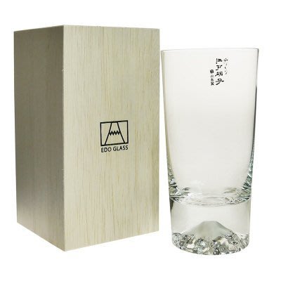 布布精品館，日本製 田島硝子 富士山グラス高 玻璃杯  富士杯 附木盒 現貨不必等