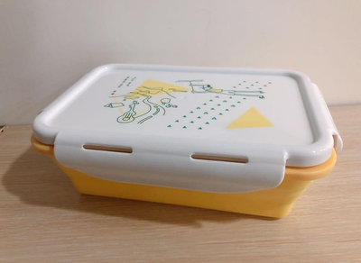文創限量 可微波矽膠折疊餐盒 青檸黃 全家折疊餐盒 矽膠餐盒 保鮮盒 便當盒  800ml