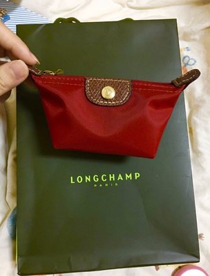 Longchamp 全新真品 拉鍊式水餃零錢包 正紅色/紅色