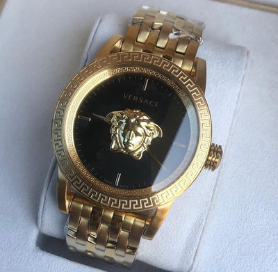VERSACE Palazzo Empire 黑色錶盤 金色不鏽鋼錶帶 石英 男士手錶 VERD00819