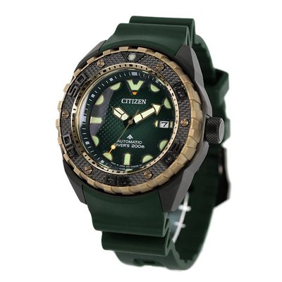 預購 CITIZEN NB6006-02X 星辰錶 機械錶 46mm 球面 綠色面盤 霧金色錶圈 綠色橡膠錶帶 男錶女錶
