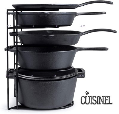 美國原裝Cuisinel重型5層鑄鐵鍋鍋架Heavy Duty Pan/Pot Rack(耐重22.7公斤)-平行商城