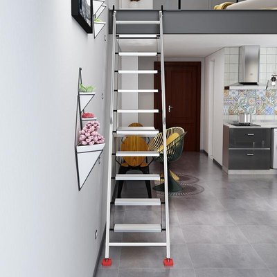 家用鋁加厚合金折疊戶外十步十一步單梯室內工程梯移動伸縮閣樓梯