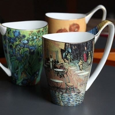 咖啡杯 彩繪馬克杯-梵谷名畫大容量陶瓷水杯3色72ax25[獨家進口][巴黎精品]