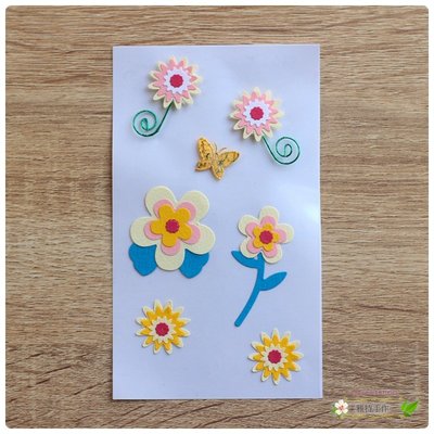 立體貼紙-手工卡片 造型貼紙-粉色花朵 蝴蝶 HT-18