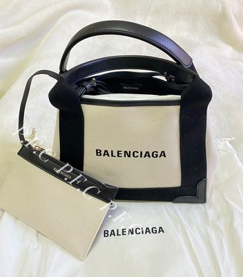 Balenciaga 巴黎世家 Navy Cabas XS 黑白 帆布包 托特包
