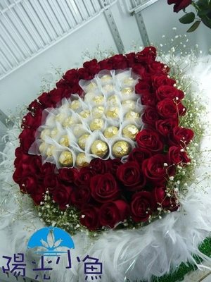 [陽光小魚~台中花店]豪華特級金莎心型玫瑰花束100朵(99/100/101)(情人節,生日,求婚)
