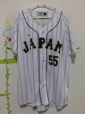 衣市藍~MIZUNO MURAKAMI 55號 日本國家隊棒球球衣 (F~) (240504) (衣26)
