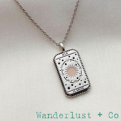 Wanderlust+Co 澳洲品牌 銀色太陽神項鍊 長方形錢幣項鍊 Le Soleil 喜悅樂觀和諧