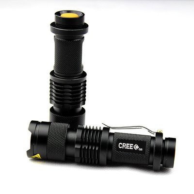 CREE Q5 調光迷你強光手電筒 SK68兩用電源伸縮變焦 源頭工廠