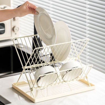 碗碟收納架多功能臺面免打孔瀝水碗盤架新款可折疊家用廚房置物架