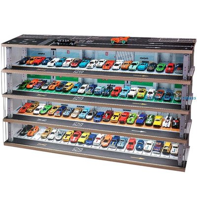 1:64仿真停車場車位車庫模型展示柜汽車模型多美卡玩具車收納盒