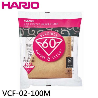 HARIO V60 02濾紙 VCF-02-100M 濾紙 無漂白錐型濾紙 100張入 日本製