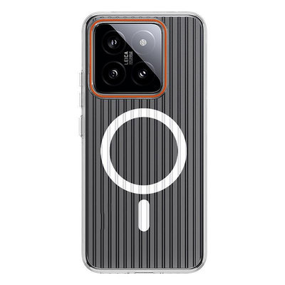 手機殼 手機套 新款瓦楞紋適用小米 14手機殼鈦金流光圈鏡頭14Pro高透磁吸保護套