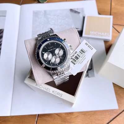 現貨MK8749 鋼帶潛水錶 三眼日曆手錶 腕錶 MK男錶 美國Outlet代購100%正品 現貨附購買證明星同款熱銷