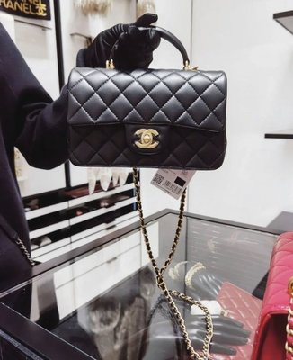 Chanel AS2431 mini flap bag top handle 提把 CF 黑
