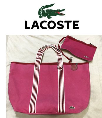 低價起標～專櫃 Lacoste 鱷魚牌 帆布側背包 托特包 公事包  大型購物包 時尚波特包