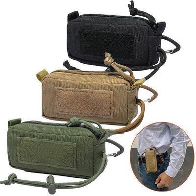 戰術 Molle 錢包口袋腰包實用包硬幣鑰匙扣帶鉤狩獵露營工具腰包