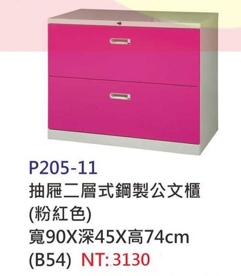 【進日興家具】P205-11 (粉)彩色二層抽屜鋼製收納櫃/儲物櫃 /置物櫃/公文櫃 台南。高雄。屏東 傢俱宅配