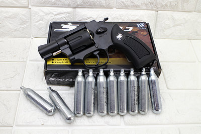 [01] WG M36 2吋 左輪 手槍 CO2直壓槍 黑 + CO2小鋼瓶( 左輪槍SP733BB槍BB彈玩具槍警用