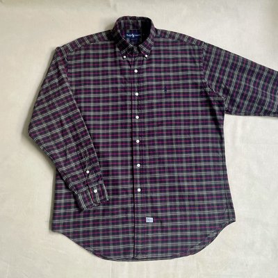 美國經典 Polo Ralph Lauren chambray shirts 厚磅純棉 格紋 牛津襯衫 vintage