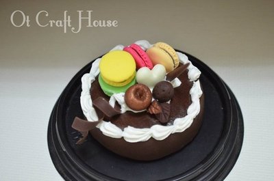 馬卡龍巧克力蛋糕 ~ 超輕土 樹脂土 黏土蛋糕 生日 手工 禮物【Ot Craft House】