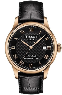 【神梭鐘錶】TISSOT 天梭玫瑰金羅馬字網狀黑面單日期自動上鍊機械皮帶腕錶