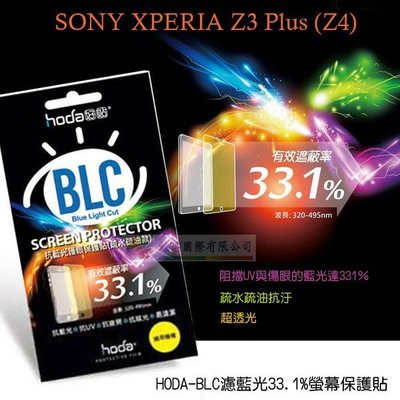 w鯨湛國際~HODA-BLC SONY XPERIA Z3 Plus (Z4)濾藍光33.1保護膜/保護貼(正+背)