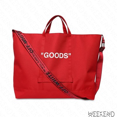 【WEEKEND】 OFF WHITE Quote Goods 印圖 肩背包 托特包 紅色 18秋冬