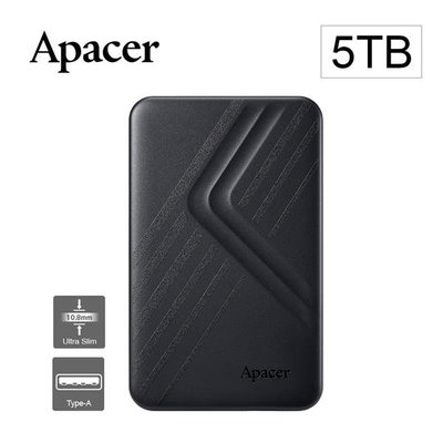 宇瞻 Apacer AC236 5TB USB3.2 Gen1 2.5吋行動硬碟-時尚黑【風和資訊】