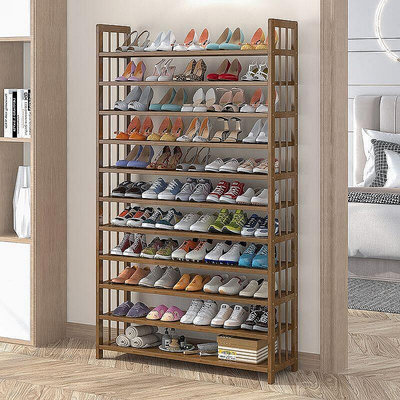 生活居家雜貨簡易鞋架家用門口收納高層大容量多層實木簡約現代鞋櫃置物竹架子