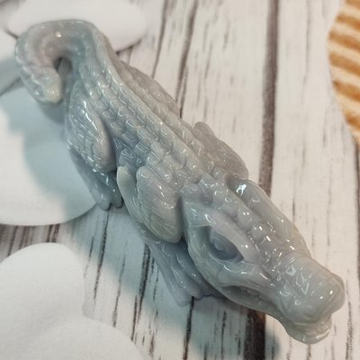 🐊縱橫四海🐊天然緬甸玉 A貨翡翠-紫羅蘭 精雕 鱷魚 擺件 現貨實拍優惠特價